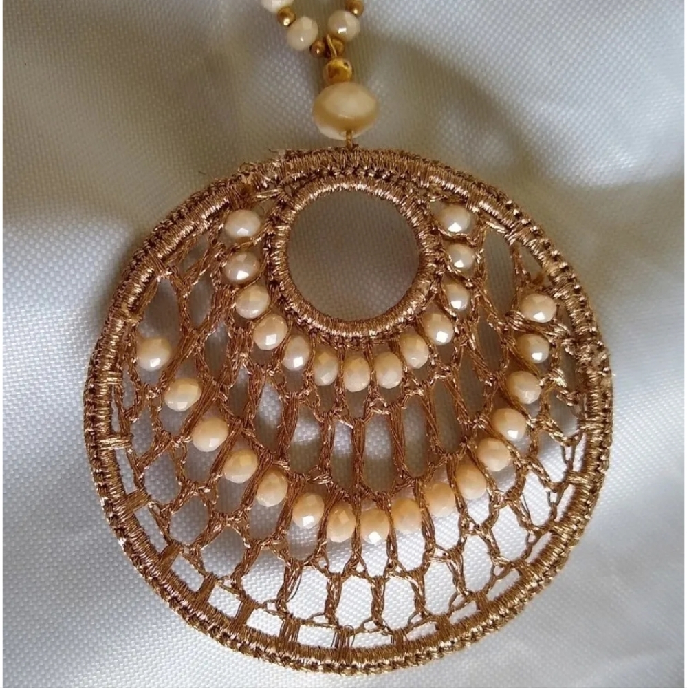 A New Day™ Women's Wrapped With Beaded Detail Pendant Gold Toned Necklace. - Picture 2 of 5